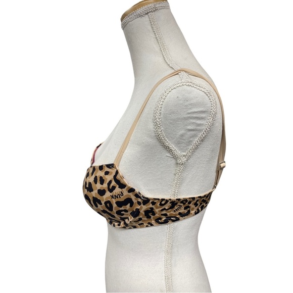 Victoria Secret Pink Push up plunge leopard print bra 34B - Picture 4 of 8